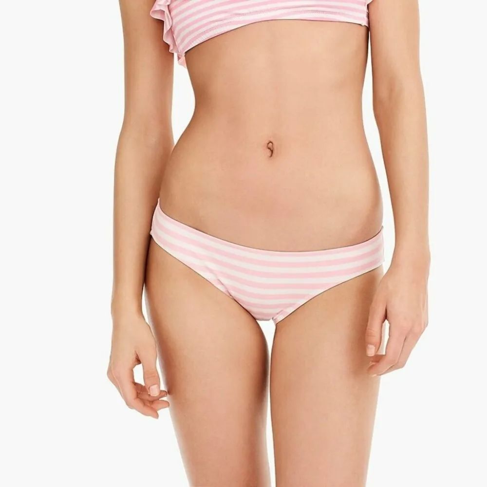 J. Crew Surf Hipster Bikini Bottom Pink Stripes Size Large